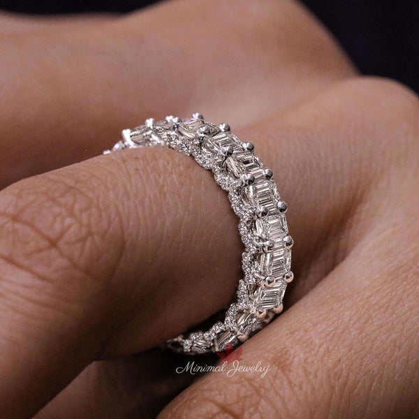 Lab Grown Diamond Emerald Eternity Band: 5.25 TCW Solid Gold Wedding Ring