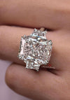 15ct Radiant Cut Moissanite Engagement Ring 14K Gold Three Stone Ring with Side Trapezoids Large Wedding Anniversary Statement Ring