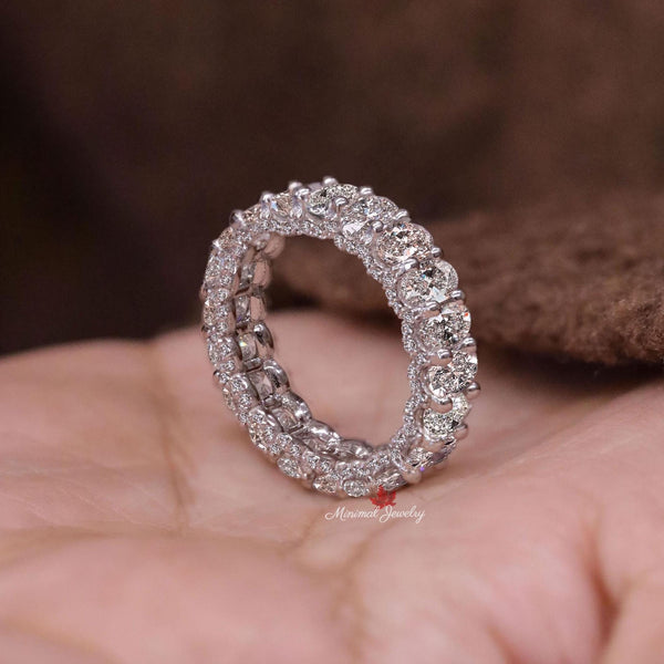Lab Grown Diamond Oval Eternity Band: 14k Gold Stackable Wedding Ring