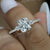 2.5CT Three stone cushion cut moissanite engagement ring,hidden halo,elongated cushion Moissanite cluster ring,white gold meghan markle ring