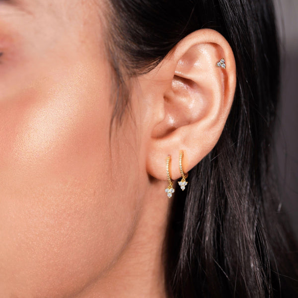 Diamond Tiny Stud Earrings 14k Solid Gold diamond helix stud earring Tragus cartilage earrings cute small stud earrings Flower Stud earrings