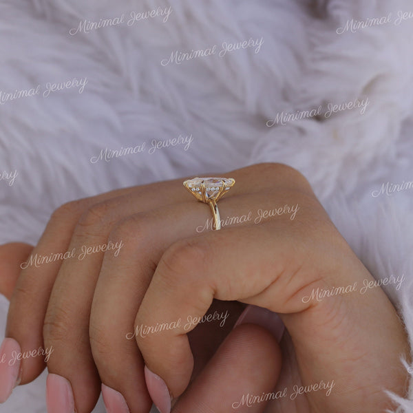 2 CT marquise moissanite engagement ring,hidden halo marquise cut ring,unique marquise solitaire,6 claw prong,bridal wedding ring,women