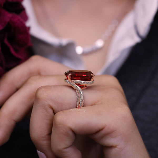 20CT Oval Ruby Engagement Ring Rose Gold large Statement Ruby Ring Unique july birthstone wedding anniversary ring for women cocktail ring