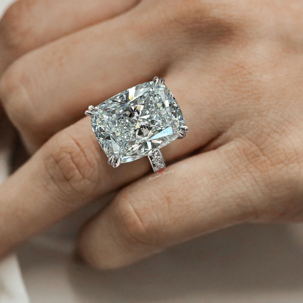 29.5 CT cushion cut moissanite engagement ring large moissanite elongated cushion cathedral ring set diamond cocktail statement wedding ring
