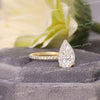 3 CT Pear shaped engagement ring,Moissanite pear hidden halo,solitaire pear cut moissanite ring,14k white gold teardrop ring,wedding ring