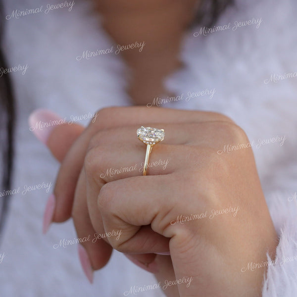 2.5 CT oval moissanite engagement ring,hidden halo oval cut moissanite solitaire,unique Cathedral ring,yellow,white,rose gold,wedding ring