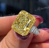 8 CT canary yellow radiant cut engagement ring,large fancy yellow moissanite ring,big celebrity Halo ring,diamond cocktail statement ring