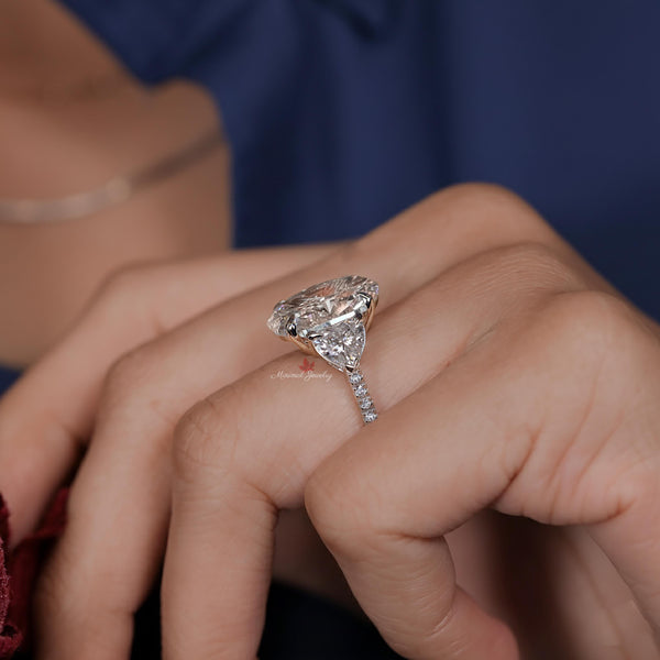 7CT oval lab grown diamond ring Three stone engagement ring platinum igi certified oval cut lab diamond wedding ring women anniversary ring