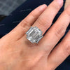 12.1TCW Three stone emerald cut moissanite ring,3 stone emerald cut engagement ring,white gold,big large celebrity style,unique wedding ring