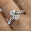 4.1 CT oval moissanite engagement ring,unique solitaire oval engagement ring,art deco 14K white gold wedding ring,thick bubble band,women