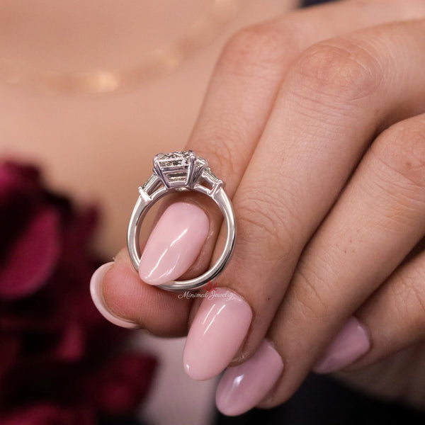 lab grown diamond engagement ring 2.6CT cushion cut Three stone Lab diamond ring IGI Certified diamond Proposal Wedding Promise Ring for Her