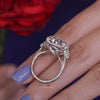 Cushion Cut Moissanite Engagement Ring Side Trillions 18.5CT Elongated Cushion Three Stone Wedding Ring Large Anniversary Statement Ring 14k