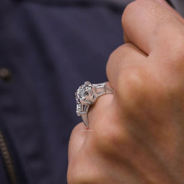 7.5 CT marquise moissanite engagement ring Side Shield Three Stone Ring big Statement Wedding ring for Women large diamond Anniversary Ring