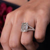 Emerald Cut Moissanite Ring Hidden Halo Split Shank 8ct Emerald Cut Engagement Wedding Ring Statement Cocktail Ring anniversary ring women