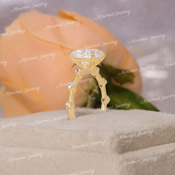 2.5 CT cushion cut moissanite engagement ring,hidden halo solitaire,elongated cushion cut engagement ring,pave distance,unique wedding ring