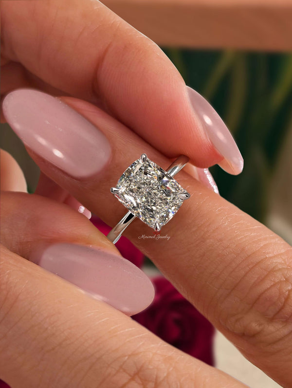 lab grown diamond engagement ring 6.5CT IGI Certified solitaire cushion cut diamond Wedding ring simple engagement ring Anniversary ring