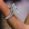 Emerald Cut Moissanite Ring Hidden Halo Split Shank 11 CT Emerald Cut Engagement Wedding Ring Statement Cocktail Ring anniversary ring gift