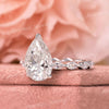 3 CT pear shaped engagement ring solitaire pear moissanite ring hidden halo unique vintage style engagement ring 14k white gold wedding ring