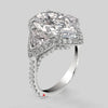 Pear shaped engagement ring Three stone 3CT pear moissanite halo wedding ring white gold teardrop anniversary ring diamond alternative ring