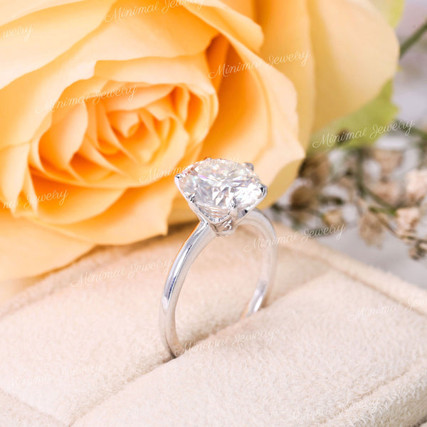 2.5 CT Round Moissanite engagement Ring,solitaire round cut,classic tulip 6 prong,simple engagement ring,14k white gold wedding ring•women