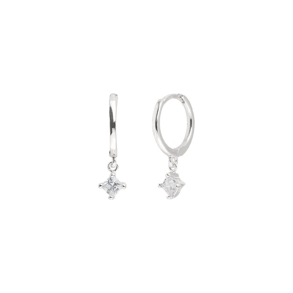 small hoop earrings with charm,diamond drop hoops,solid gold hoops,14k gold huggie earrings,cartilage hoop,tiny gold hoops•dangle earrings