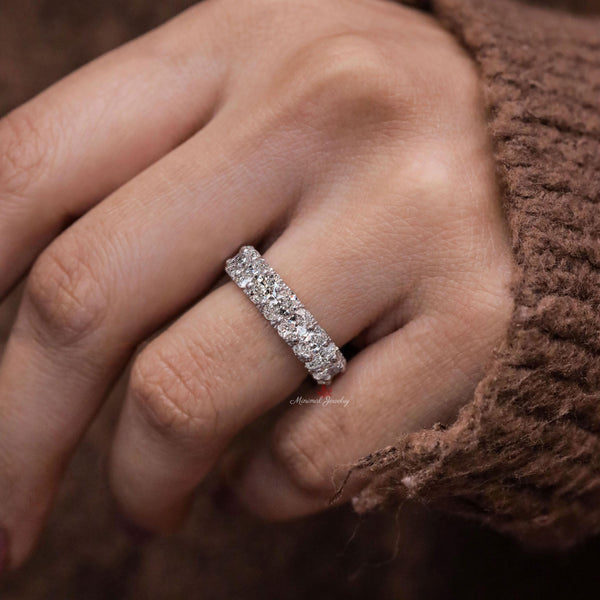 Lab Grown Diamond Oval Eternity Band: 14k Gold Stackable Wedding Ring