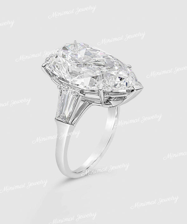 Moissanite bridal set 9 CT pear moissanite Three stone engagement ring set eternity band pear shaped wedding anniversary ring for women