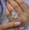 6 CT pear shaped engagement ring large Three stone pear moissanite engagement ring double halo two tone ring diamond cocktail wedding ring