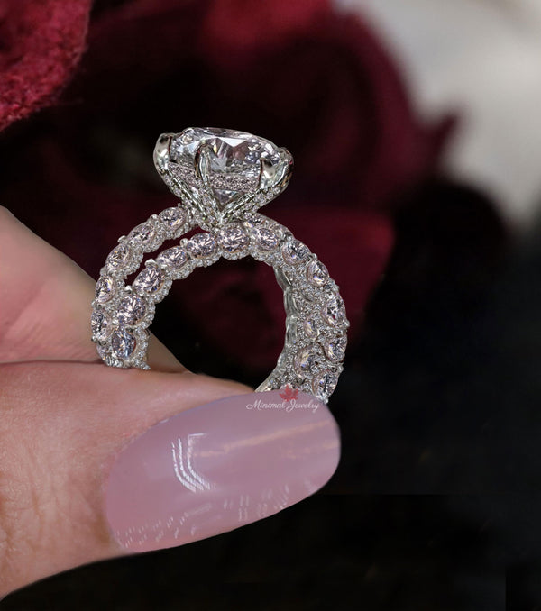 6.5 CT pear cut moissanite engagement ring set pear shape engagement solitaire moissanite bridal set anniversary wedding ring big diamond