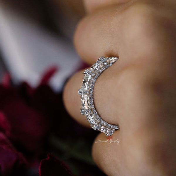 4.47 TCW Radiant moissanite eternity band 14k white gold moissanite wedding band women anniversary band eternity ring unique stackable ring