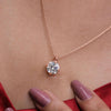 solitaire moissanite pendant necklace,14k solid gold chain necklace 2.16TCW round moissanite necklace,Rose Gold Necklace,Minimalist Necklace