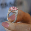 6 CT luxury pink moissanite pear shaped engagement ring,large Three stone pink pear ring,unique celebrity style,big cocktail wedding ring