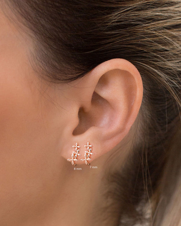 14k gold huggie earrings dainty huggie hoop earrings mini flower hoop earrings tiny solid Gold small hoop earrings cartilage hoop earrings