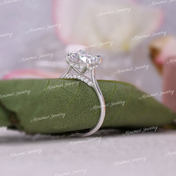 2.5 CT Round moissanite engagement ring,white gold,hidden halo brilliant round cut,solitaire cathedral ring set,pave bridge,wedding ring,14k