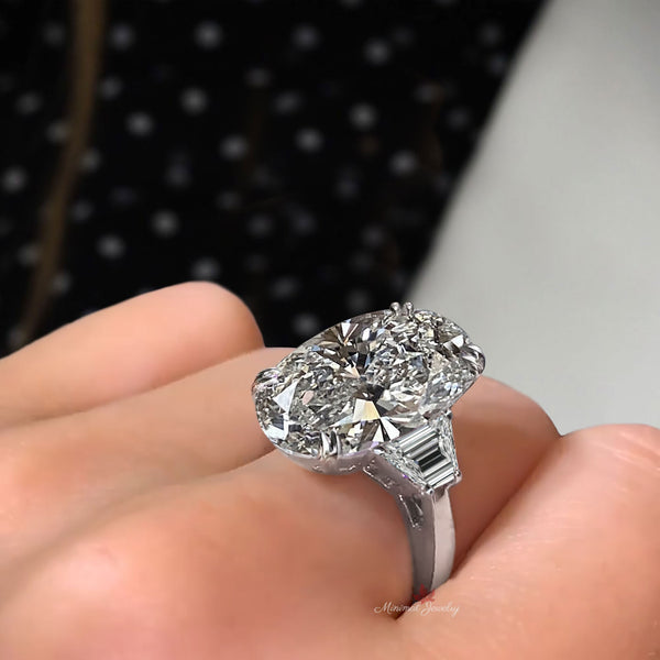 9 CT oval engagement ring Three stone moissanite large crushed ice oval moissanite ring big diamond cocktail,trapezoid&oval cut wedding ring