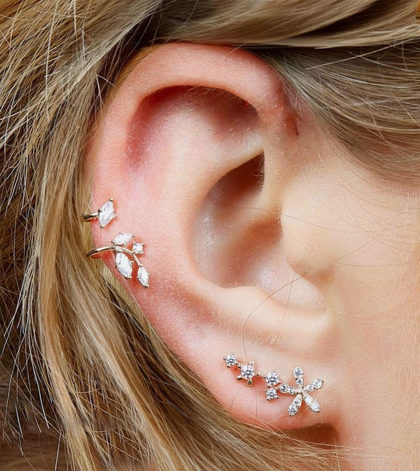 leaf ear cuff,ear cuff no piercing,fake piercing,14k solid gold ear cuff,fake helix piercing,ear cuff earrings•cartilage cuff•helix cuff