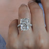 12.5 CT Radiant cut moissanite engagement ring hidden halo Radiant moissanite big stone ring large cocktail ring unique diamond wedding ring