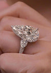 15CT Pear Cut Moissanite Engagement Ring Three Stone Hidden Halo Large Statement Wedding Ring Anniversary Ring for Women pear shaped ring