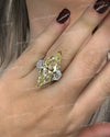 7 CT canary yellow Marquise moissanite engagement ring,large three stone celebrity style,trapezoid&big Marquise cut,luxury wedding ring