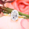 2.5 CT oval moissanite engagement ring,distance pave space,unique,solitaire hidden halo,oval engagement ring,14k solid gold,anniversary ring