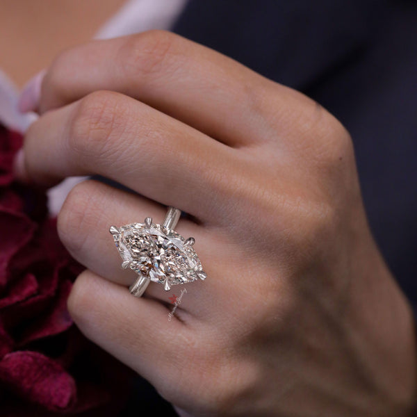 7CT marquise diamond ring Lab grown diamond engagement ring hidden halo Solitaire IGI Certified diamond Wedding Anniversary ring for women