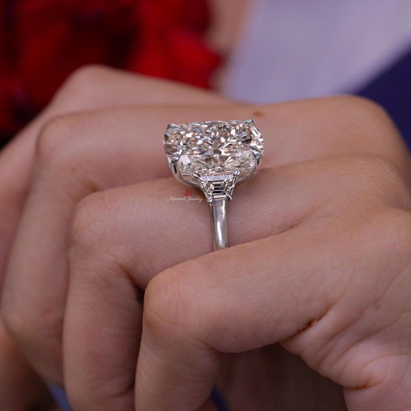 17.5CT cushion cut Moissanite engagement ring Three stone engagement ring Large moissanite diamond cocktail ring big stone ring wedding ring