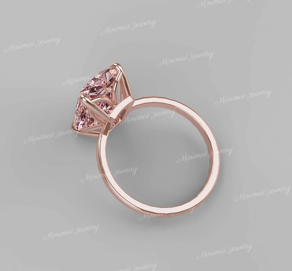 10 CT Radiant morganite engagement ring rose gold morganite ring pink morganite solitaire ring large morganite wedding ring cocktail ring