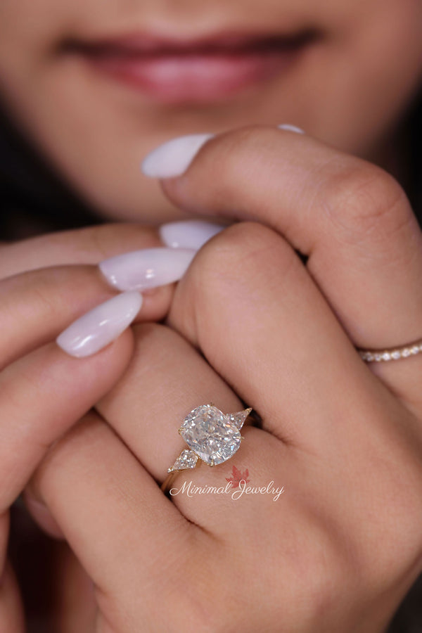 Three stone engagement ring,2.5 CT Cushion cut moissanite ring,bezel set kite trilogy ring,wedding ring,women,unique,three stone ring,14k