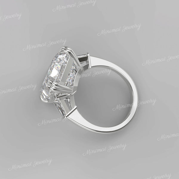16 CT Three Stone moissanite emerald cut ring,celebrity style baguette&big large Emerald cut moissanite engagement ring 3 stone wedding ring