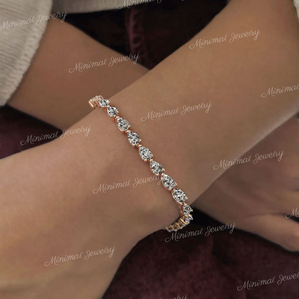 pear tennis bracelet Moissanite bracelet,solid 14k gold tennis bracelet,moissanite tennis bracelet,luxury lab diamond tennis bracelet,women