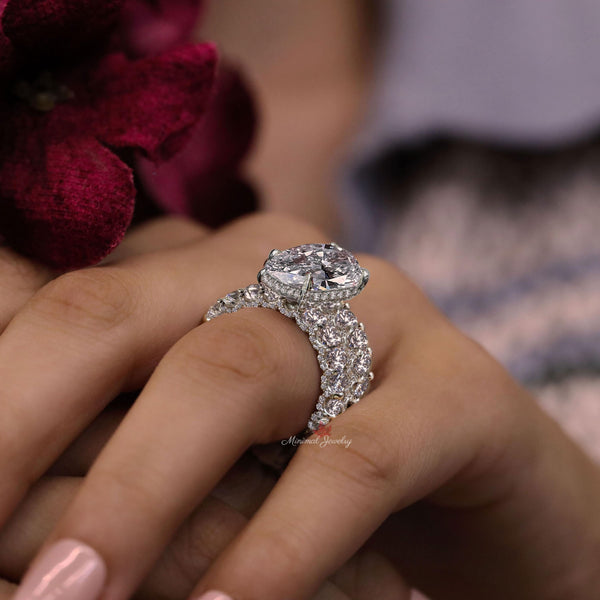 6.5 CT pear cut moissanite engagement ring set pear shape engagement solitaire moissanite bridal set anniversary wedding ring big diamond