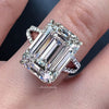 Emerald Cut Moissanite Ring Hidden Halo Split Shank 11 CT Emerald Cut Engagement Wedding Ring Statement Cocktail Ring anniversary ring gift