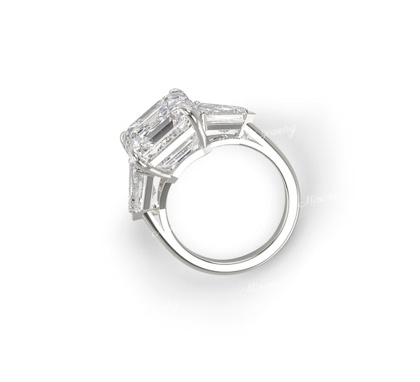 5.5 CT Asscher Cut Moissanite Wedding Ring large Three Stone Anniversary Ring for Women 6th Anniversary Gift for Her big Moissanite Ring