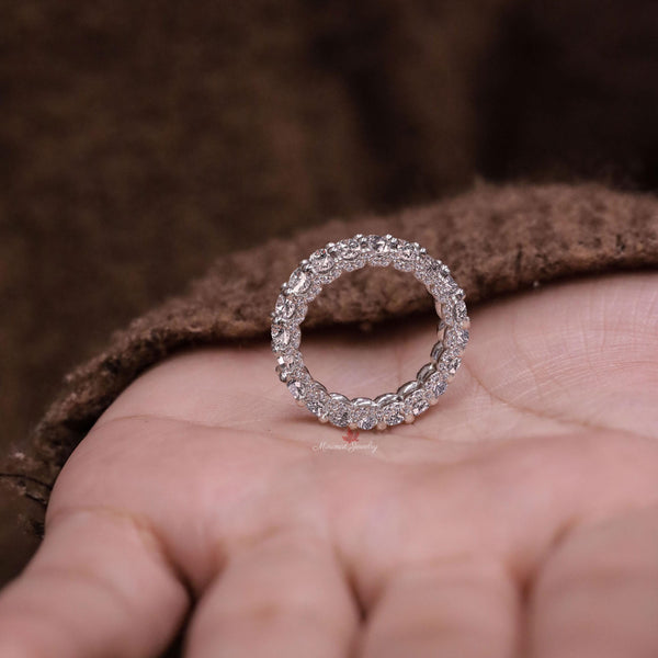 Lab Grown Diamond Oval Eternity Band: 14k Gold Stackable Wedding Ring